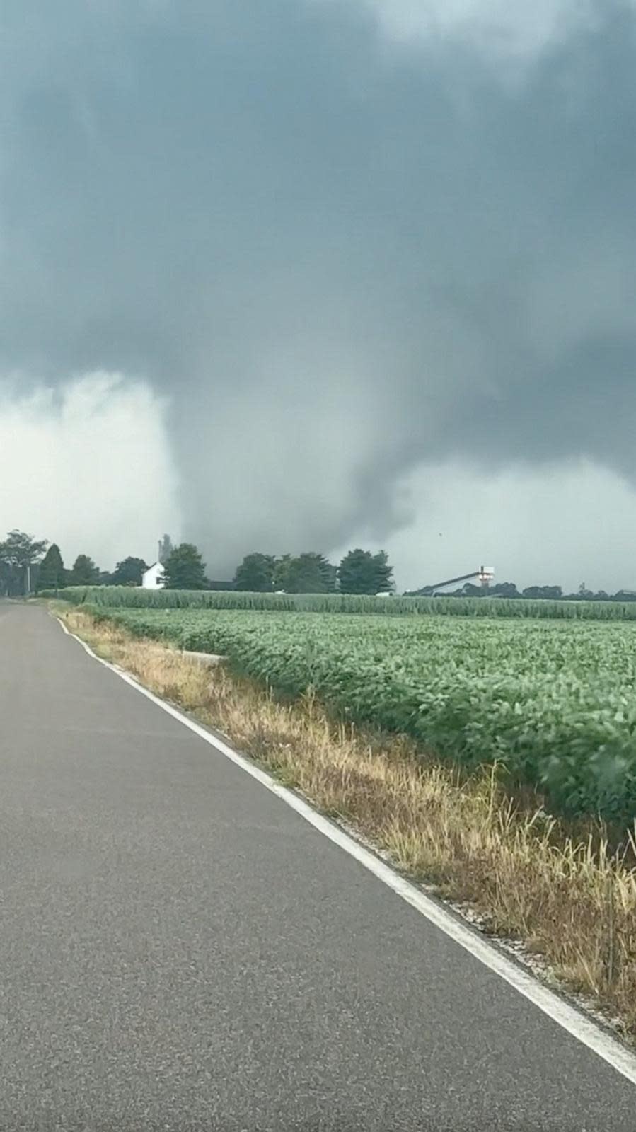 PHOTO: A tornado near Mount Vernon, Ind., July 9, 2024, in this screengrab obtained from a social media video.  (Tyler Moll via Reuters)