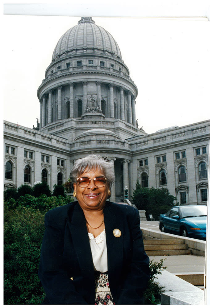 Polly Williams outside the Wisconsin State Capitol in Madison in 1997. (Photo courtesy of the Williams family)