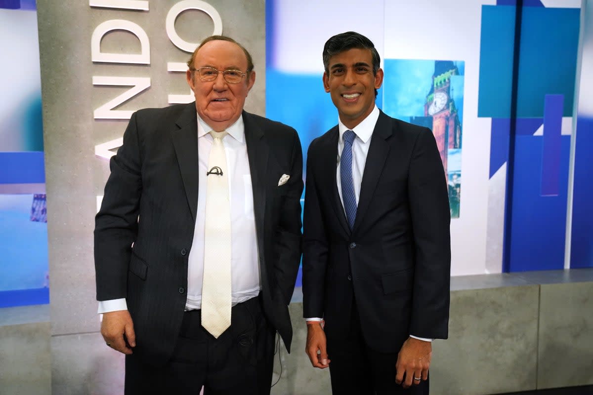 Andrew Neil clashed with Rishi Sunak in a fiery interview  (PA)