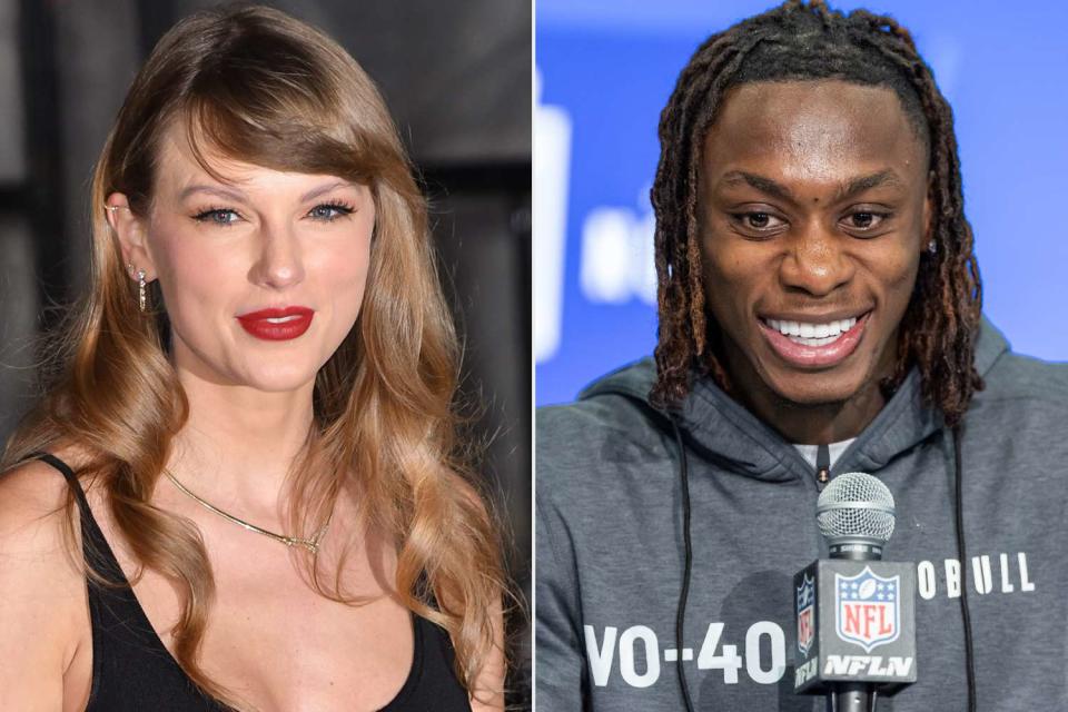 <p>James Devaney/GC Images, Michael Hickey/Getty</p> From Left: Taylor Swift; Xavier Worthy