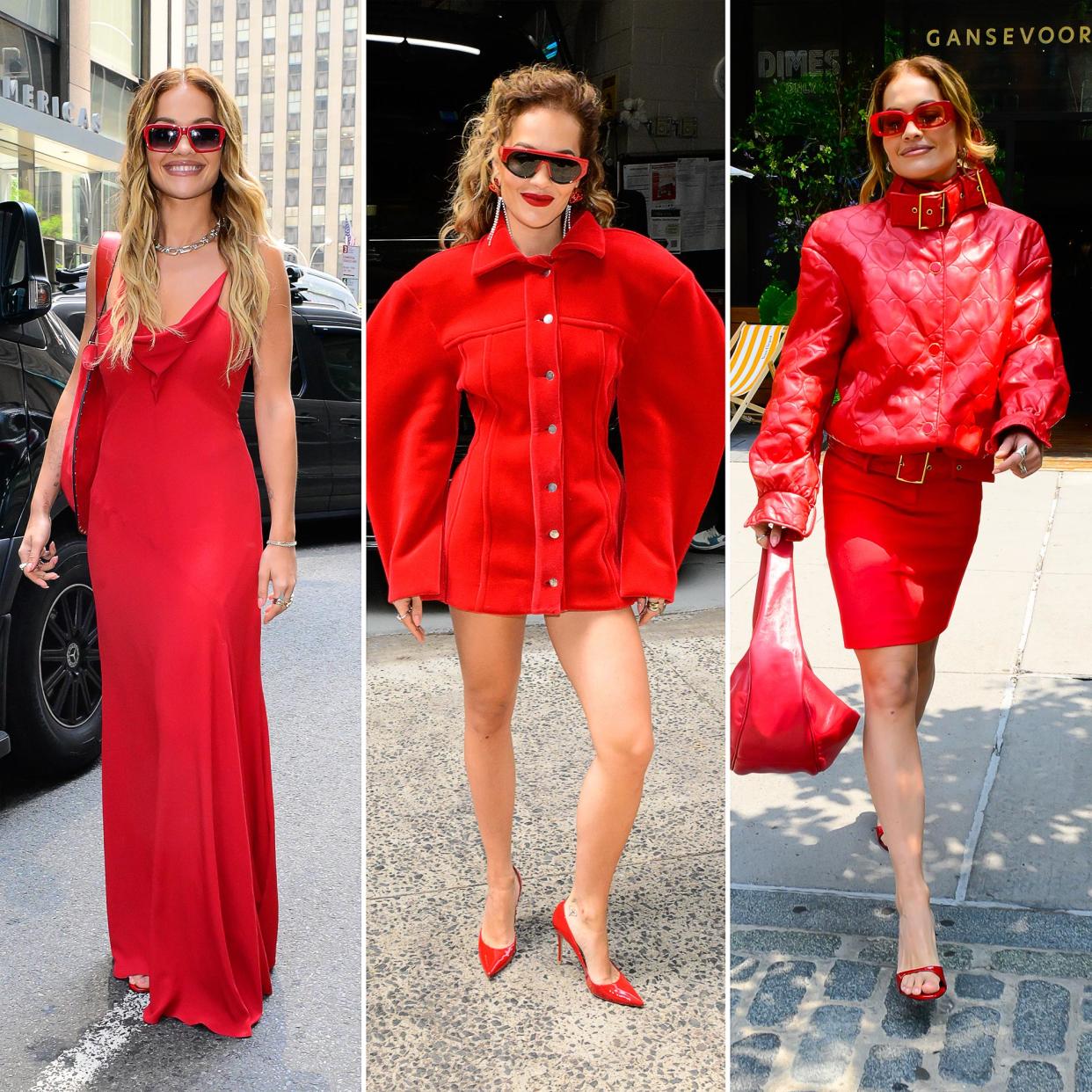 Rita Ora Steps Out in 7 Cherry Red Outfits in 24 Hours 414