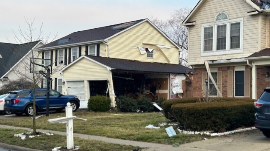 A house in Hilliard take storm damage after a tornado warning February 28, 2024 (Courtesy Photo/Hilliard Division of Police)