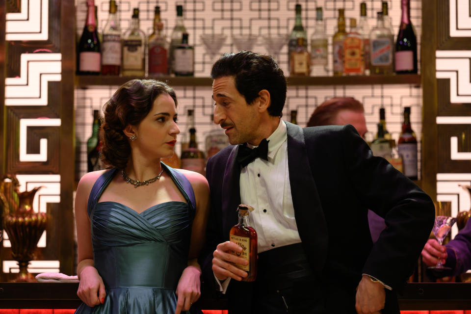 Pearl Chanda and Adrien Brody in “See How They Run” - Credit: Parisa Taghizadeh