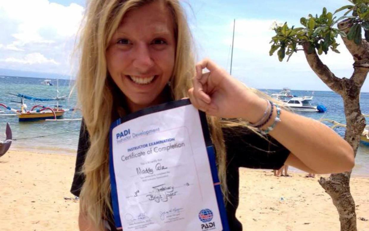 An investigation found Madaline Cole - a newly qualified diving instructor - was snorkelling outside the safe area marked by buoys - SWNS +44 (0)1179066550