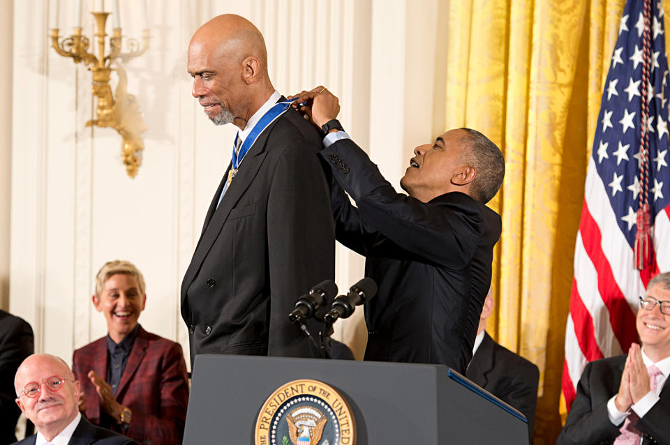 <p>I'm going to start with my [Los Angeles Lakers] teammate Kareem Abdul-Jabbar and the things he's done to change the world, to change sports and to change life for minorities.[In addition to his NBA accomplishments, he's written several books on Black history and served as an official U.S. cultural ambassador.] And President Barack Obama with [his community outreach program] My Brother's Keeper, which is making sure that men of color are getting a math and science education and making sure they know how to read and write before the third grade. Because if you don't get them before the third grade, they're in trouble. There's so many people who have touched me and who are helping those who are poor. That's what it's all about. — <em>Magic Johnson, NBA icon </em></p>