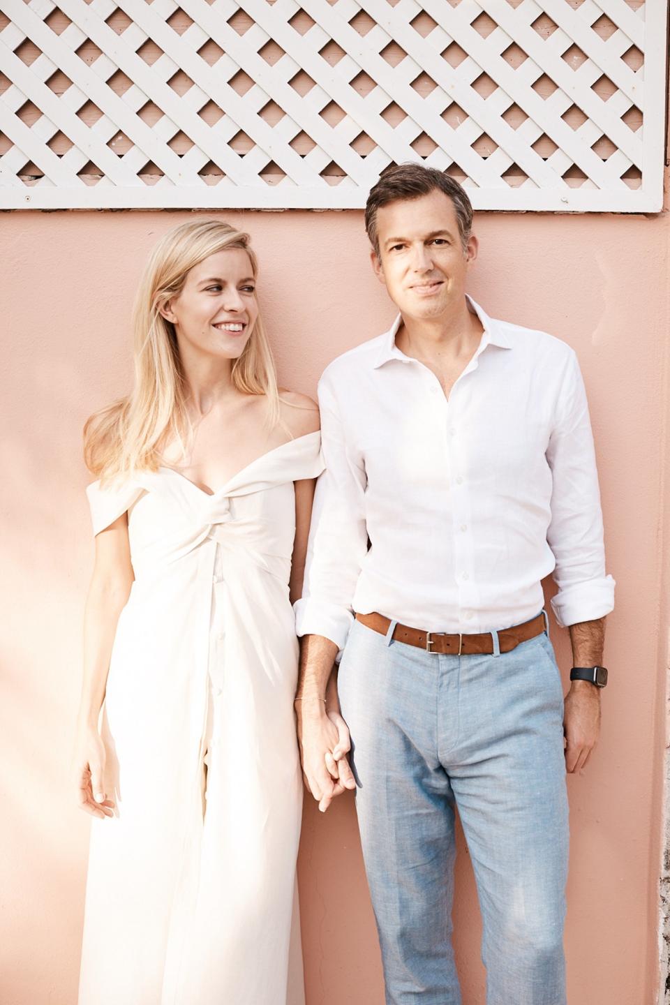 Johanna Ortiz designed a custom two-piece linen outfit for our rehearsal dinner.