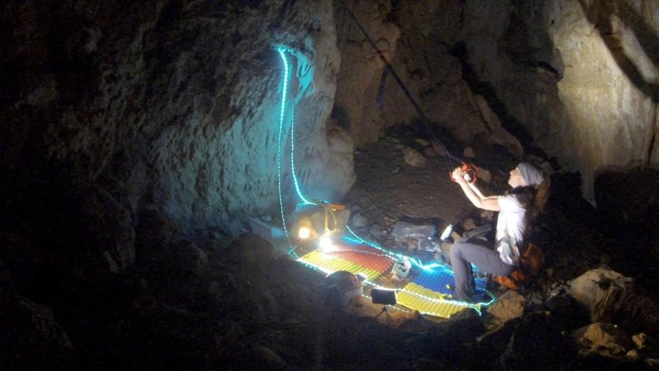 Beatriz Flamini did exercises to keep fit in the cave in Motril (Reuters)