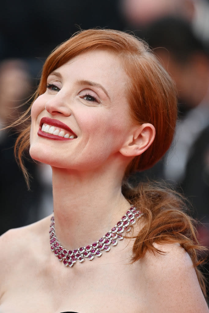 Jessica Chastain attends the "Annette" screening and opening ceremony