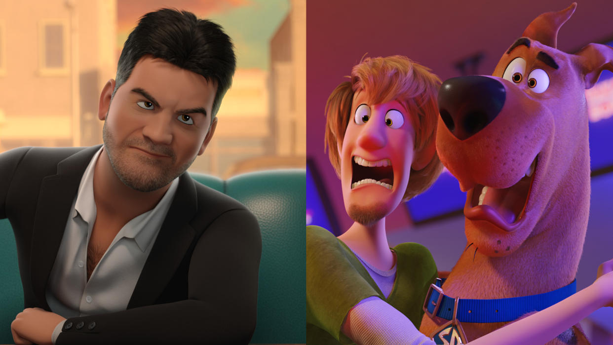 Simon Cowell makes a bizarre cameo appearance in 'Scoob!'. (Credit: Warner Bros)