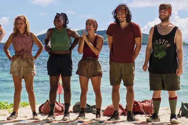 <p>CBS</p> Julie Alley, Katurah Topps, Dee Valladares, Austin Li Coon, and Jake O'Kane on 'Survivor 45'