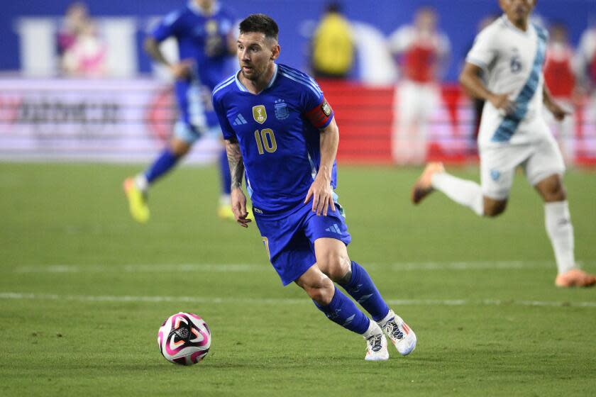 Argentina forward Lionel Messi in action during the second half of an international friendly.