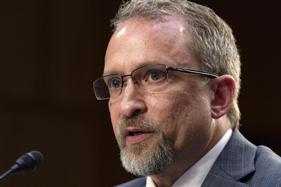 CORRECTS SPELLING FROM PETER TO PEITER - Twitter whistleblower Peiter Zatko testifies to a Senate Judiciary hearing examining data security at risk, Tuesday, Sept. 13, 2022, in Washington. (AP Photo/Jacquelyn Martin)