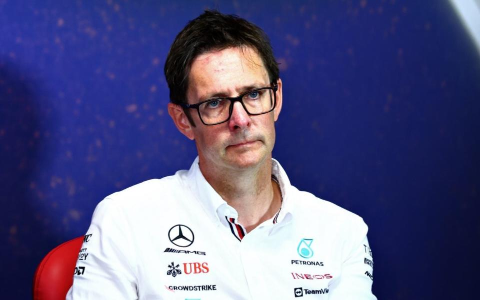 Andrew Shovlin, Trackside Engineering Director for Mercedes looks on in the Team Principals Press Conference prior to final practice ahead of the F1 Grand Prix of France at Circuit Paul Ricard on July 23, 2022 in Le Castellet, France - Dan Istitene/Getty Images