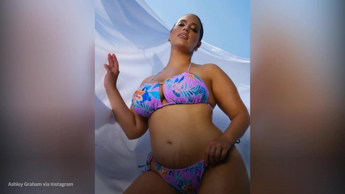 Ashley Graham Poses With Postpartum Stretch Marks On Display In New Swimwear Campaign