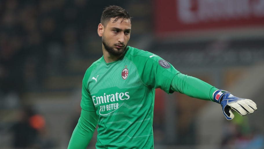 ​Gianluigi Donnarumma, durante un partido con el AC Milan. | Foto: Getty