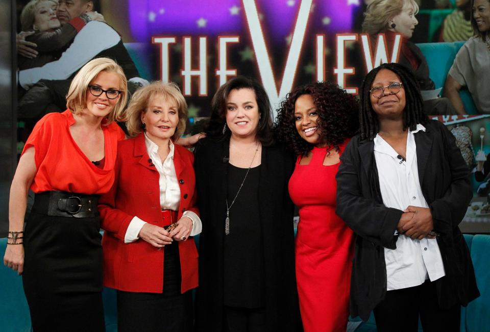 Jenny McCarthy, left, Barbara Walters, Rosie O'Donnell, Sherri Shepherd and Whoopi Goldberg co-hosted "The View" together.