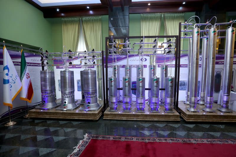 FILE PHOTO: A number of new generation Iranian centrifuges are seen on display during Iran's National Nuclear Energy Day in Tehran