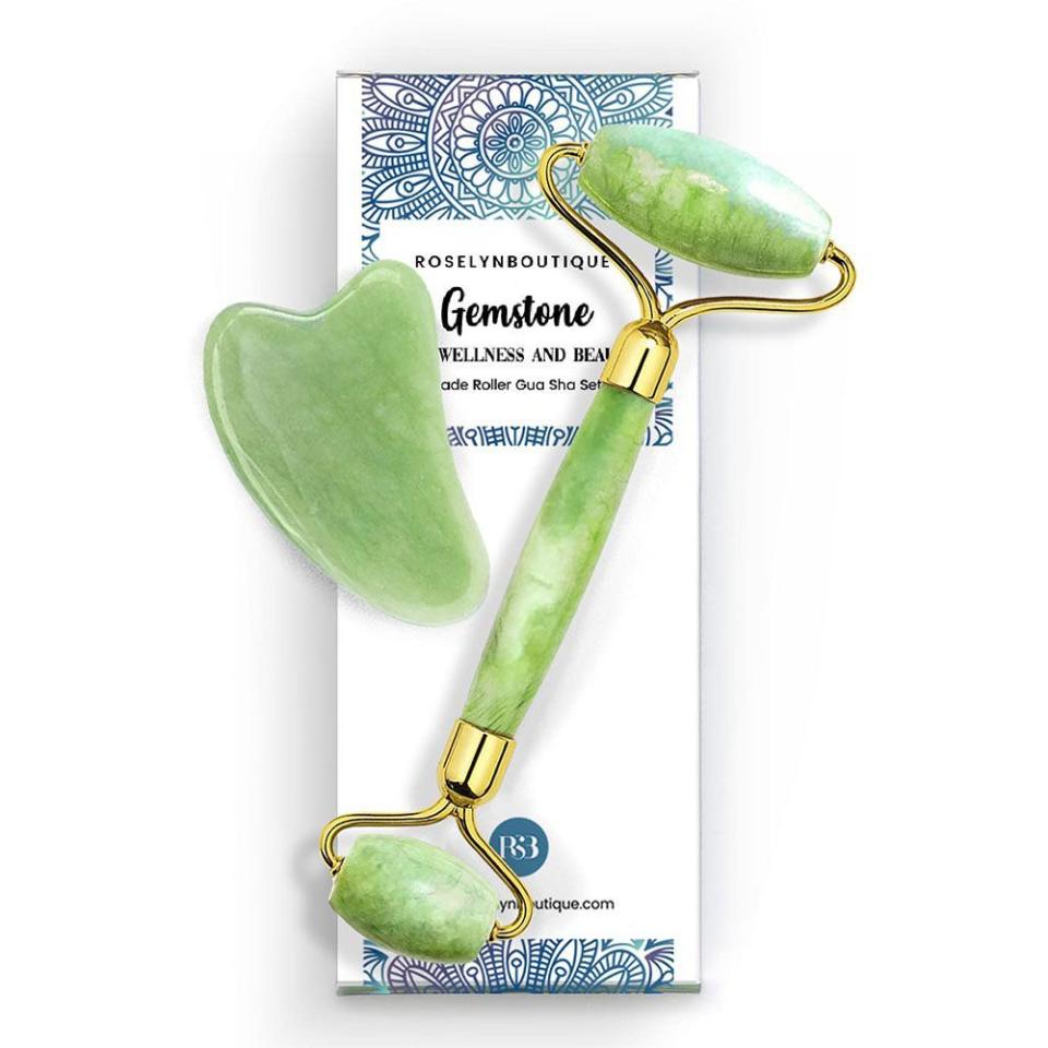 16) RoselynBoutique Jade Roller and Gua Sha Tool