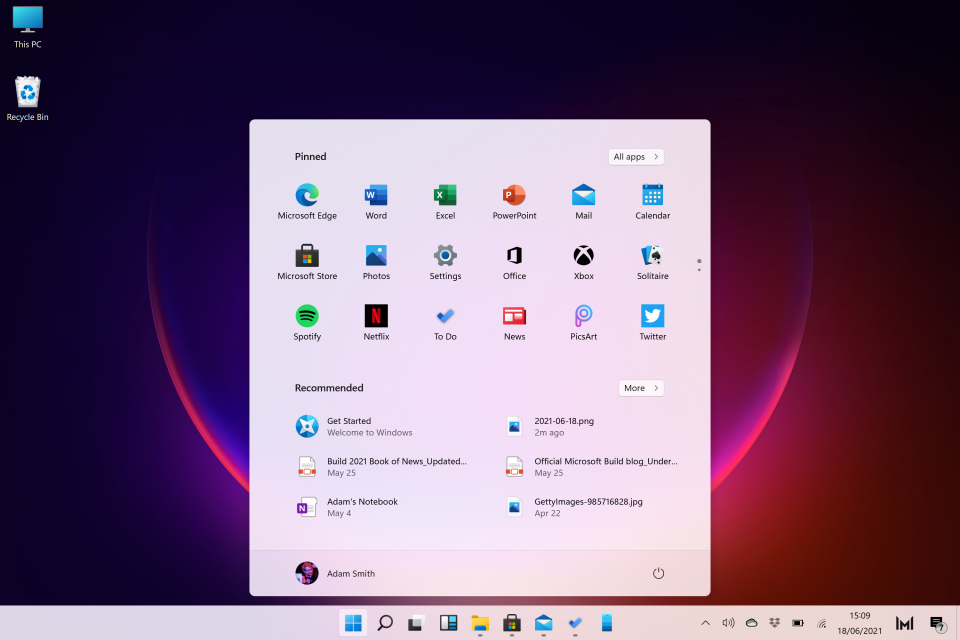 Windows 11, and the new Start Menu (The Independent)