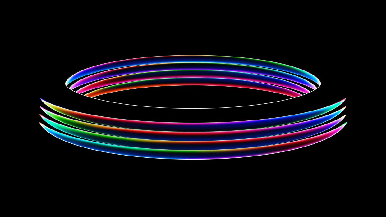  Rainbow colors in an ring on a black screen 