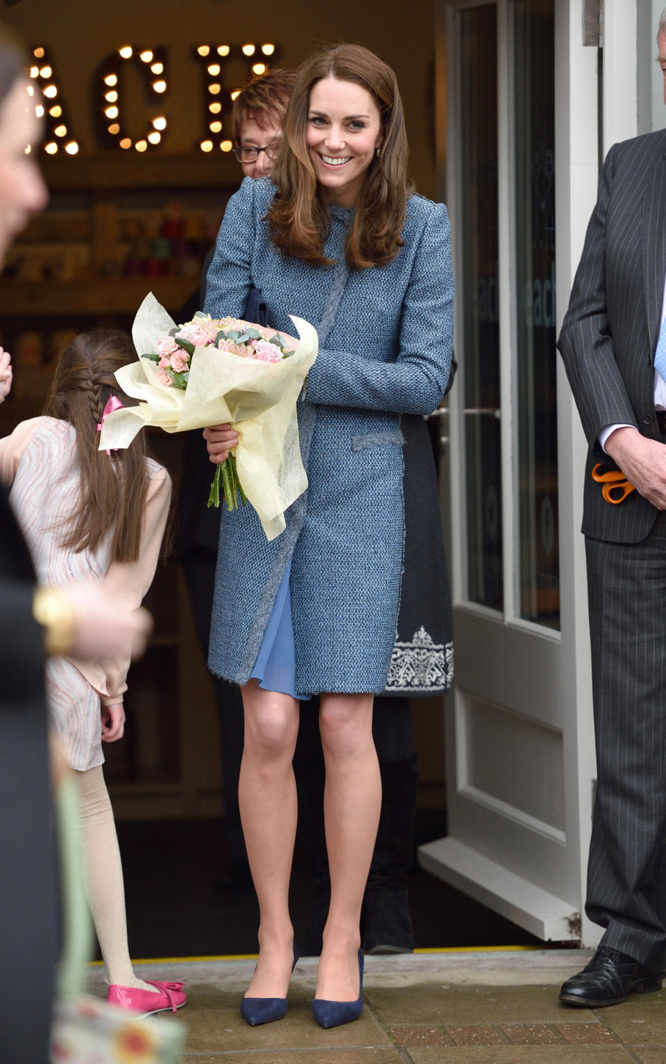 The Duchess of Cambridge wearing a Zara dress with an M Missoni tweed coat at the opening of a charity shop in Holt, Norfolk.