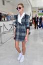 <p>Model Hailey Baldwin was spotted touching down at Nice Airport in Nice, France. Hailey looked super stylish in a plaid dress and white hightops as she strutted though the terminal. (Photo: AKM-GSI) </p>