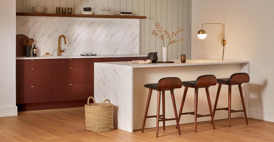 kitchen with stools