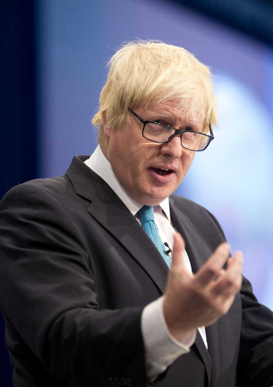 The Mayor of London Boris Johnson delivers his speech to delegates in the third day of the Conservative Party annual conference at Manchester Central Convention Centre.

