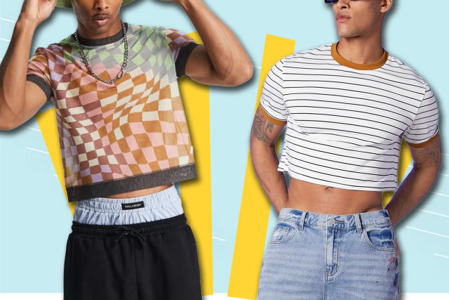 Men's Vintage-Inspired Cropped Tee, Men's Clearance