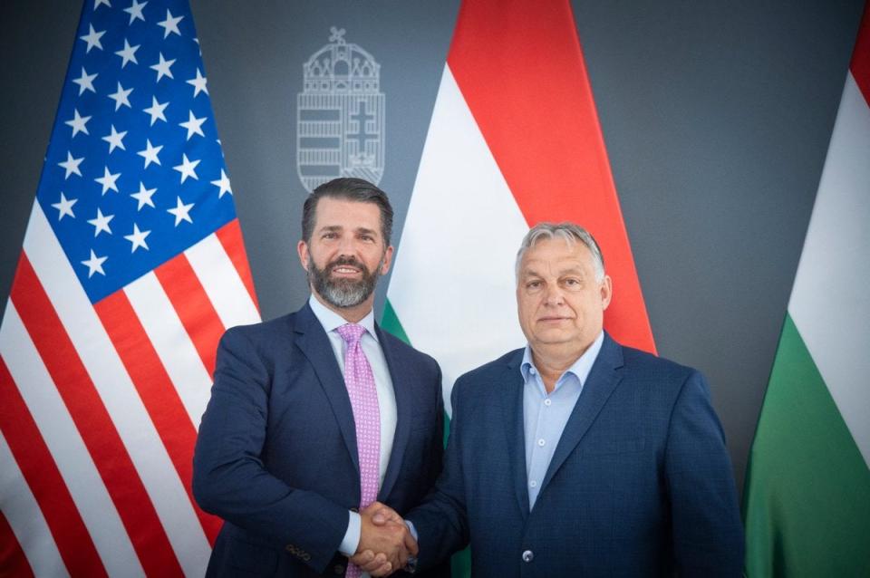 Donald Trump Jr (left) met with Viktor Orbán (right) on June 13. (Zoltan Kovacs)