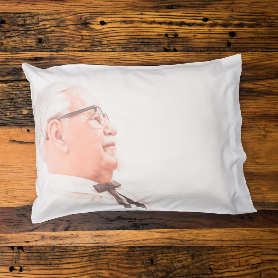 Buy the <a href="https://www.kfclimited.com/ProductDetail.aspx?did=28027&amp;pid=220501&amp;logoid=0" target="_blank">dream colonel pillowcase</a>&nbsp;for $14.