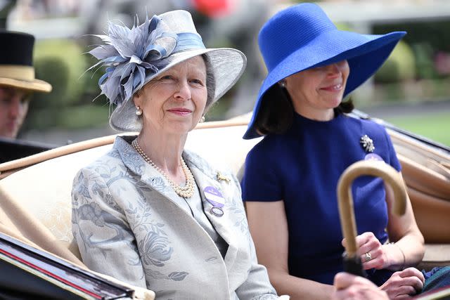 <p>Samir Hussein/WireImage</p> Princess Anne and Lady Sarah Chatto on day three of Royal Ascot 2024 at Ascot Racecourse on June 20, 2024.