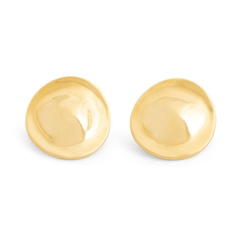 11) sculptural 18k yellow gold round earrings