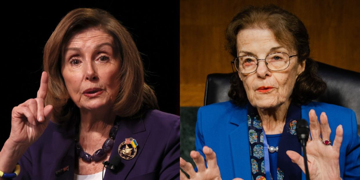 Former House Speaker Nancy Pelosi and Sen. Dianne Feinstein of California.