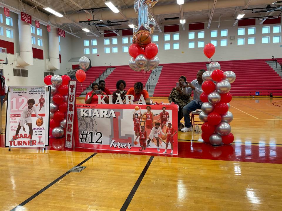 Laney basketball guard Kiara Turner signs a national letter of intent with Savannah State University.