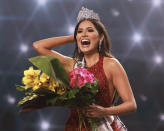 This image released by Miss Universe Organization shows Miss Universe Mexico 2020 Andrea Meza who was crowned Miss Universe at the 69th Miss Universe Competition at the Seminole Hard Rock Hotel & Casino in Hollywood, Fla. on Sunday, May 16, 2021. (Tracy Nguyen/Miss Universe via AP)