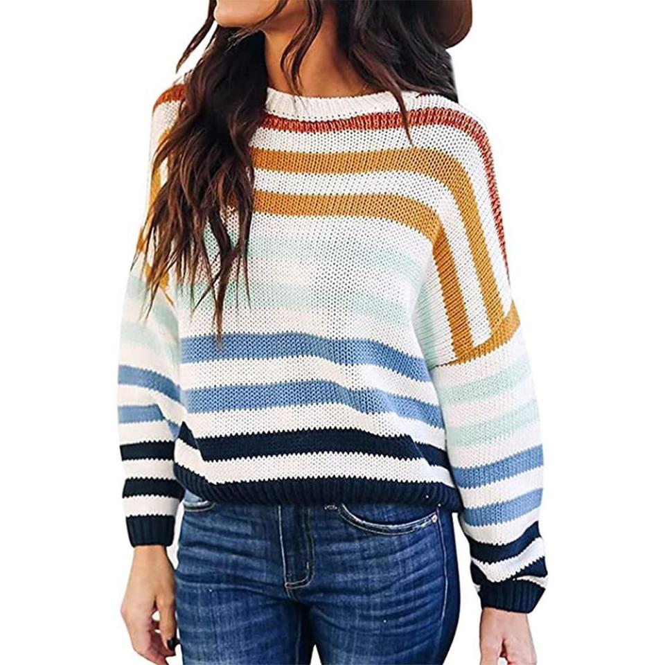 3) Oversized Striped Knit Pullover