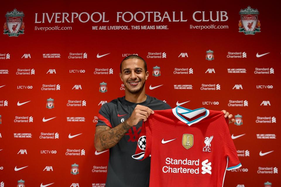 New signing: Liverpool captured Thiago Alcantara from Bayern Munich on Friday Photo: Liverpool FC via Getty Images