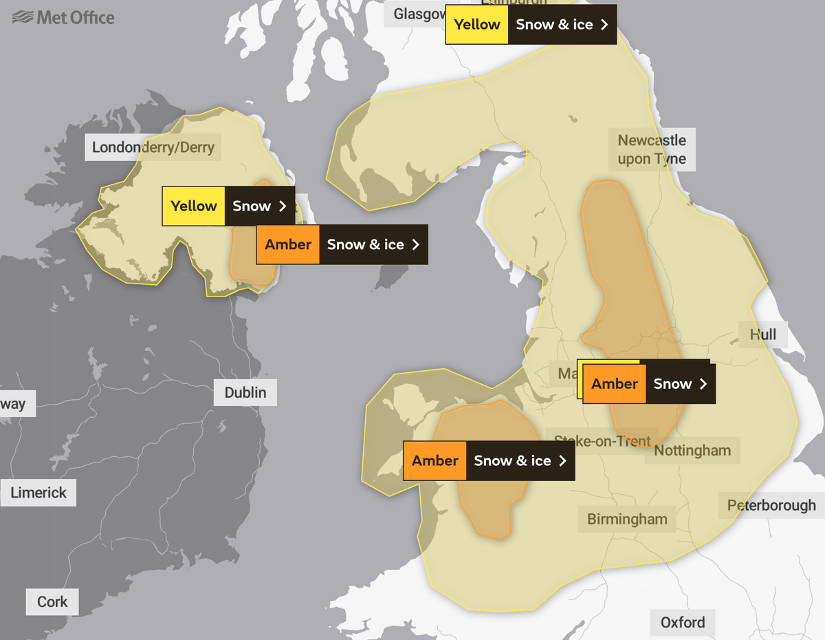 Yellow and amber warnings issued across England and Wales for Friday 10th March (The Met Office)