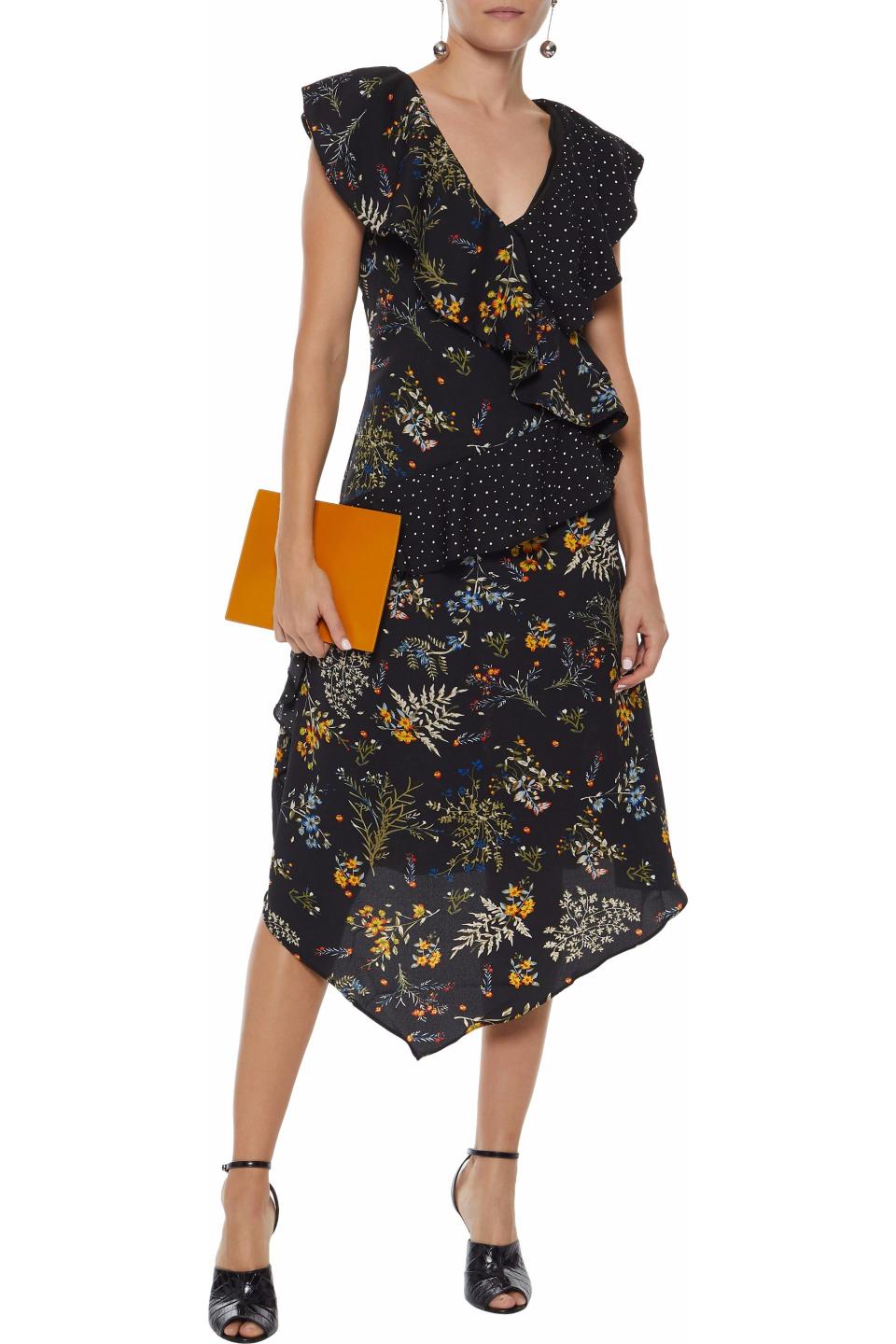 13) Ruffled Printed Midi Dress