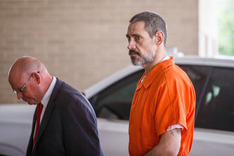 Casey White arrives at the Lauderdale County Courthouse for a sentence hearing in Florence, Ala., Thursday, June 8 2023. Casey Cole White is scheduled to be sentenced  Thursday following his guilty plea last month to escape charges related to his 11 days on the run last year with jailer Vicky White. (Dan Busey/The TimesDaily via AP)