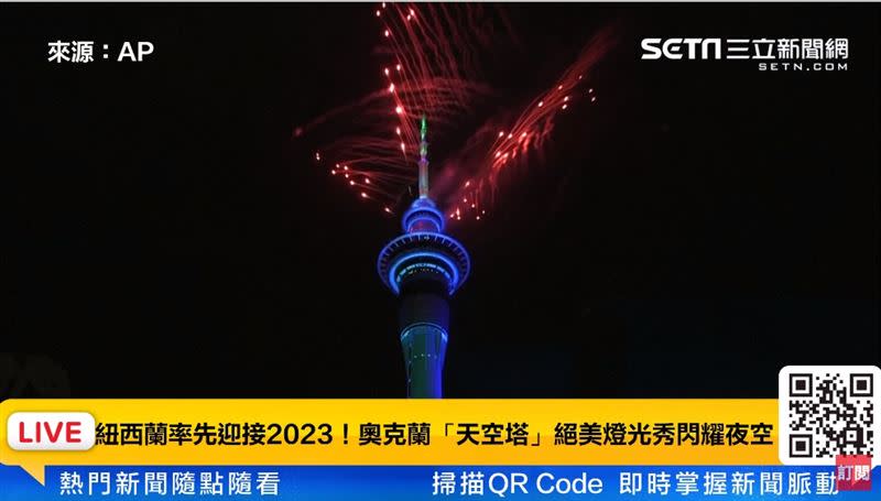 紐西蘭舉辦全球首場跨年煙火秀。（圖／AP授權畫面）