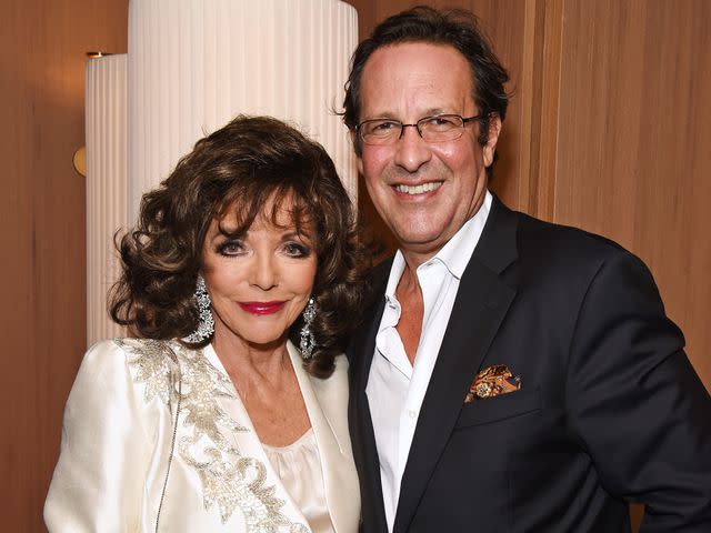 David M. Benett/Dave Benett/Getty Joan Collins and her fifth husband Percy Gibson, whom she has been married to since 2002.