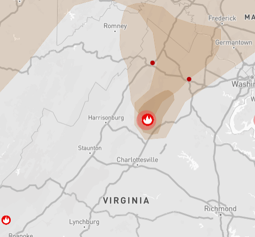 The Quaker Run fire was burns over 1,600 acres near Madison, Va. on Nov. 3, 2023.