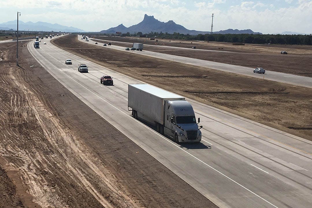 Interstate 10 is now three lanes in both directions between Casa Grande and Tucson, according to the Arizona Department of Transportation.
