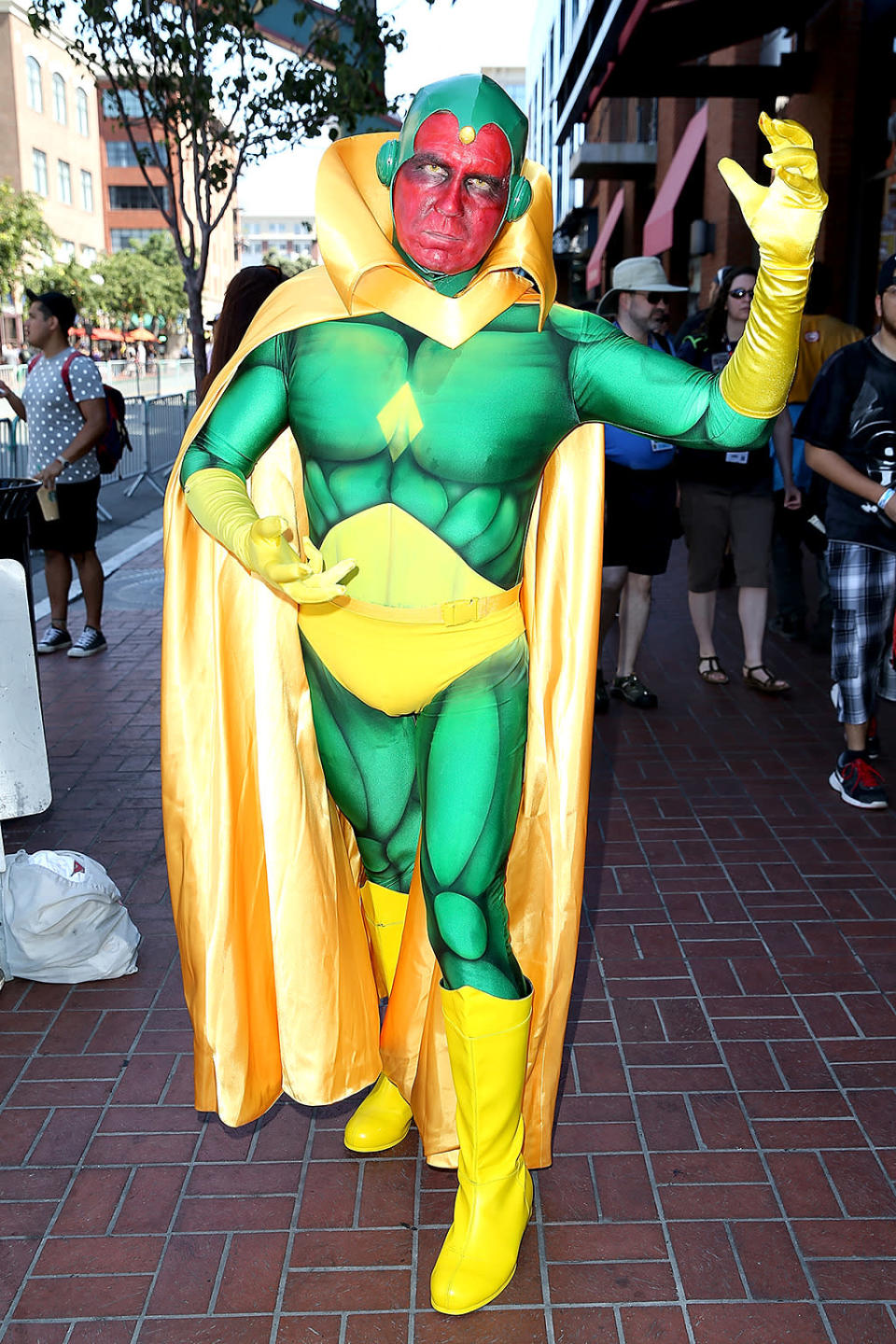 <p>A fan embodies the all-powerful Avenger on July 21. <i>(Photo: Phillip Faraone/Getty Images)</i></p>