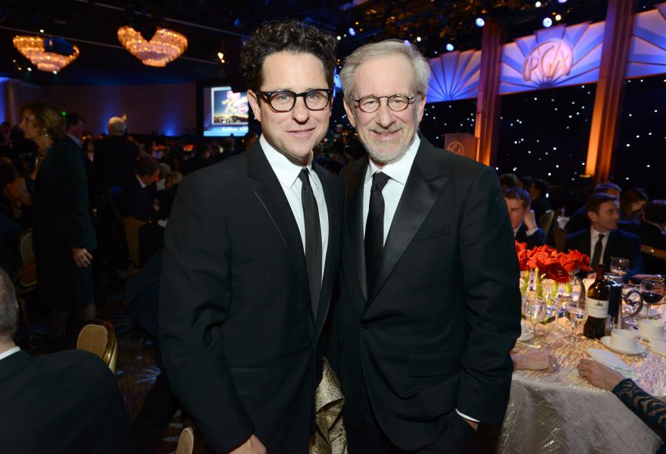 Steven Spielberg chose young filmmakers J.J. Abrams (L) and Matt Reeves to restore his Super 8 films.