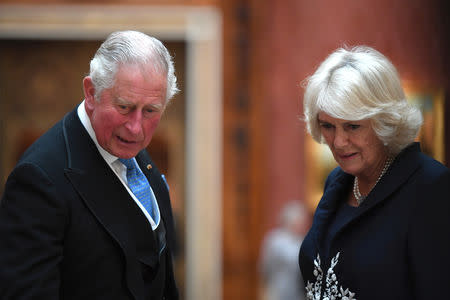 Britain's Prince Charles and Caamilla, Duchess of Cornwall accompany King Willem-Alexander and Queen Maxima of the Netherlands as they view Dutch items from the Royal Collection, during a state visit, at Buckingham Palace in London, Britain October 23, 2018. Chris J Ratcliffe/Pool via REUTERS