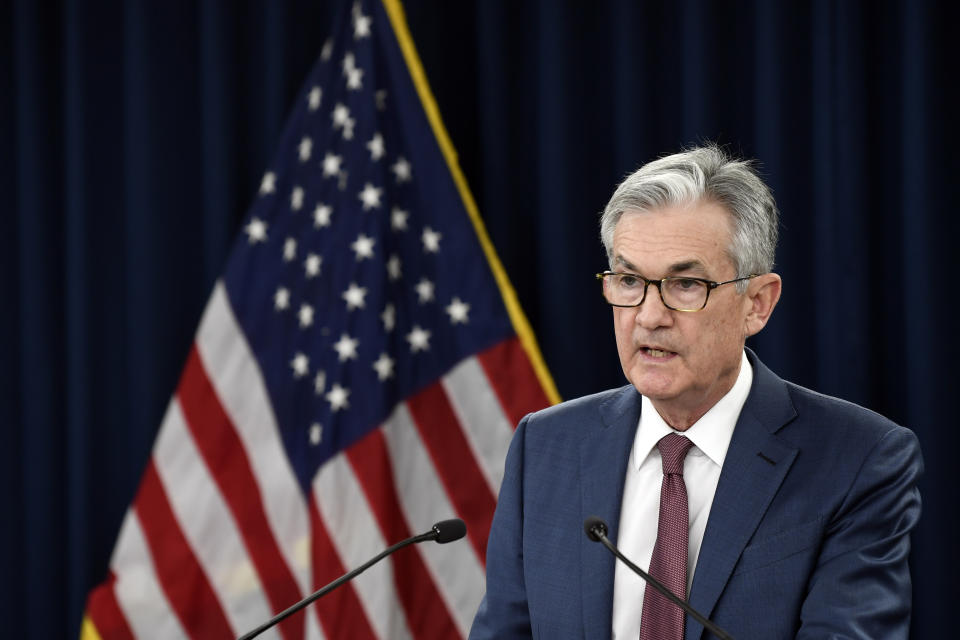 Federal Reserve Chairman Jerome Powell speaks during a news conference in Washington, Wednesday, Oct. 30, 2019. (AP Photo/Susan Walsh)