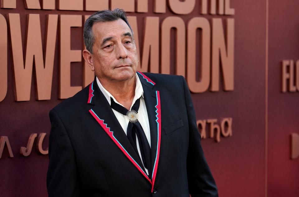 Osage Nation music consultant and composer Scott George poses at the Oct. 16 Los Angeles premiere of the film "Killers of the Flower Moon," at the Dolby Theater.